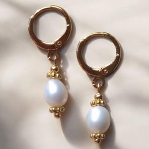Earrings with genuine freshwater pearls in gold or stainless steel – Elegant earrings | Freshwater pearl jewelry