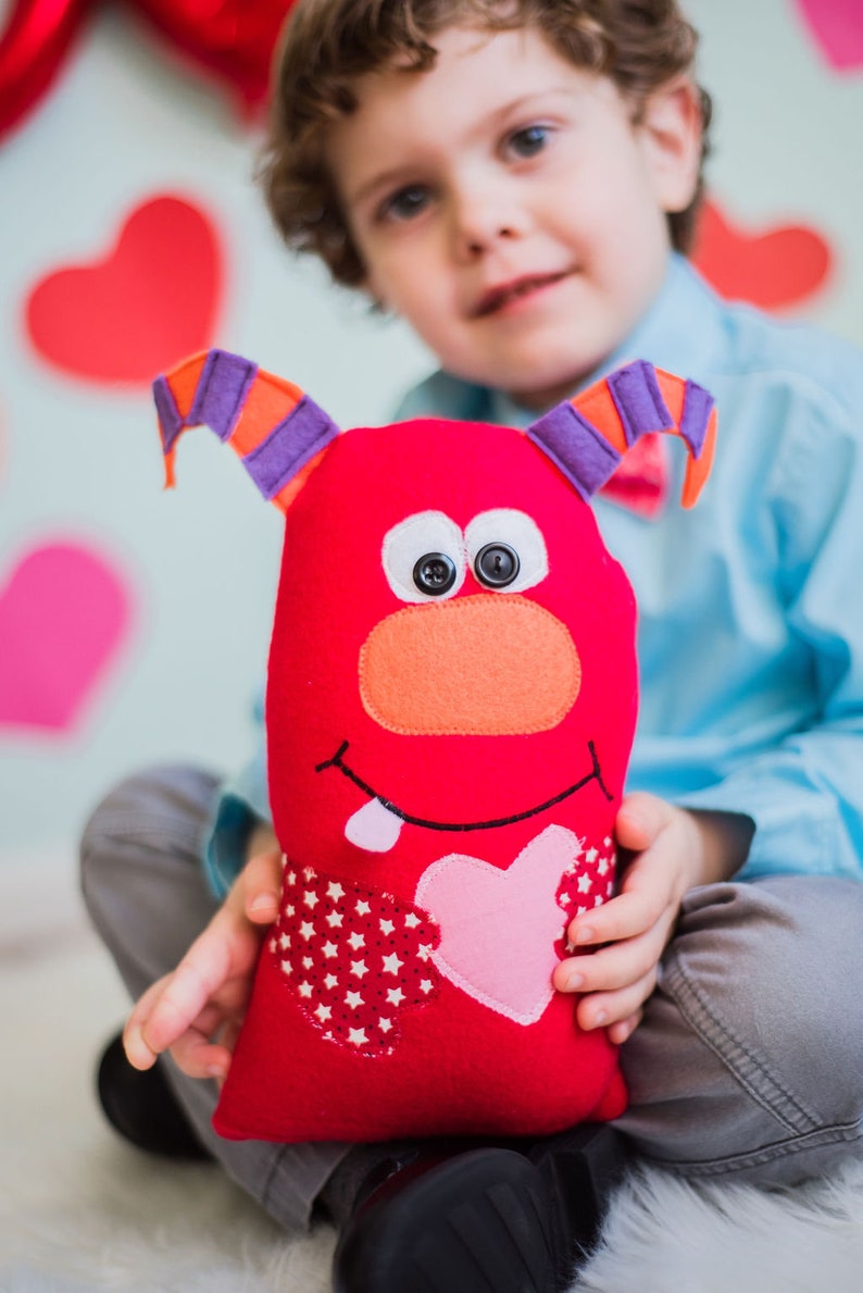 Love Monster Plush Gift for Child Valentines Day under 25 | Etsy