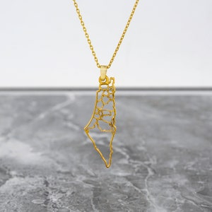 Collier Palestine en argent avec pendentif carte palestinienne Gaza gratuit, bijoux islamiques, cadeau pour les femmes Eid Mubarak