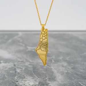 Collier carte de la Palestine, pendentif Gaza gratuit, bijoux islamiques en argent, cadeau pour femme Eid Mubarak
