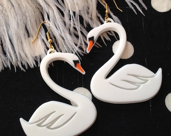 White Swan Earrings