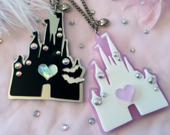 Pastel or Dark Castle Acrylic Necklace