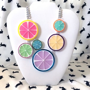 Candy Fruit Slice Acrylic Laser Cut Statement Necklace image 4