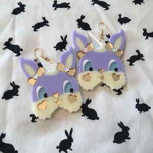 LIMITED SPRING EDITION lilac Jeanette Converse x I'm Your Present My Bunny Valentine Laser Cut Acrylic Earrings