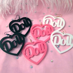 Black, White or Candy Pink Acrylic Doll Earrings