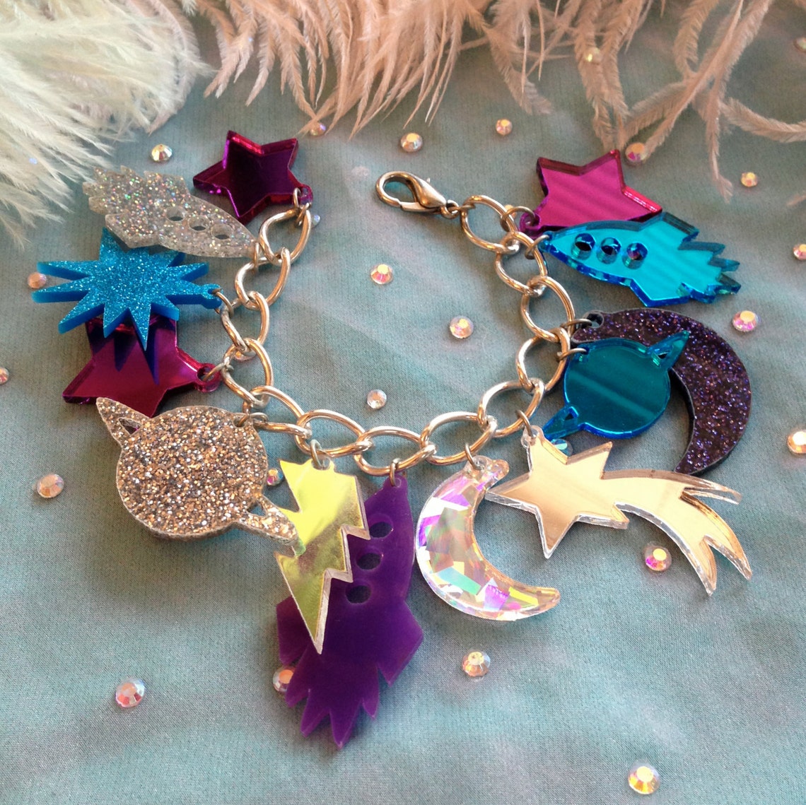 Galaxy Charm Bracelet Etsy