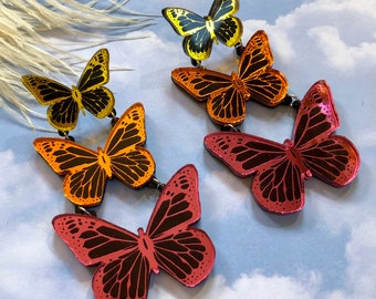 Rainbow Mirrored Butterfly, Laser Cut Acrylic, Butterflies, Plastic Jewelry
