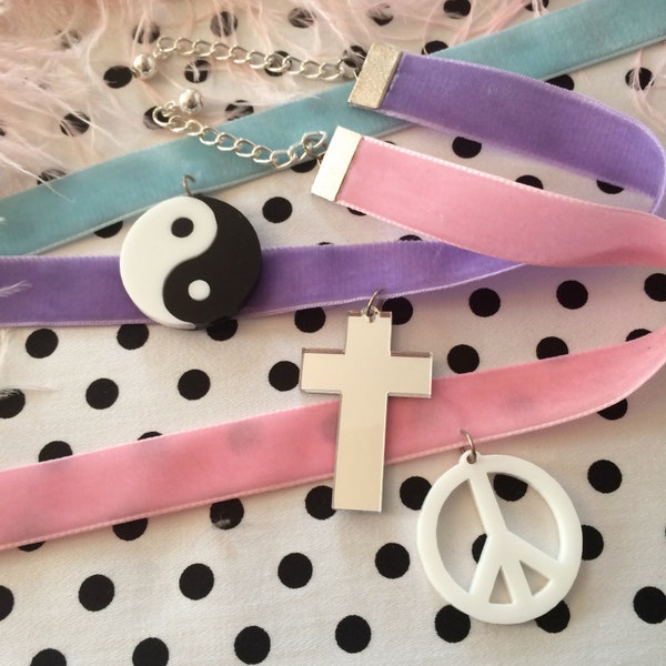 90s Nostalgia Pastel Velvet Choker Necklaces, Choose your Combo