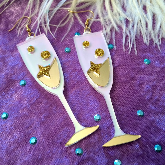 Champagne flute best sale earrings