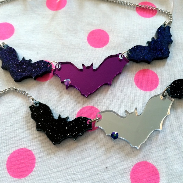 Batty Necklace in Black or Purple