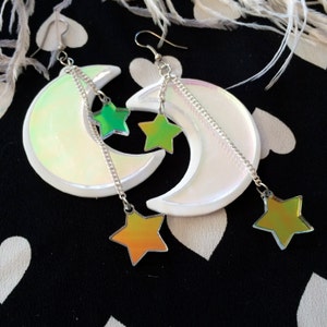 The Moon and Stars Laser Cut Acrylic Earrings