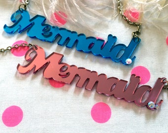 Mirror Acrylic Mermaid Necklace