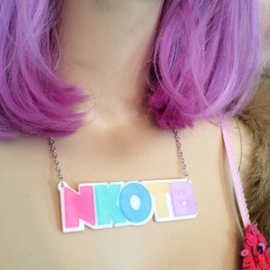 Pastel New Kids On The Block Necklace, NKOTB, Laser Cut Acrylic, Plastic Jewelry image 2