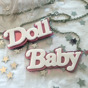 DOLL or BABY Double Layer Acrylic Nameplate Necklace with Special Offer