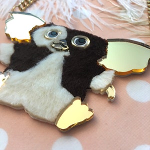 Gizmo The Gremlin Fur 3D Necklace, Laser Cut Acrylic, Plastic Jewelry image 4