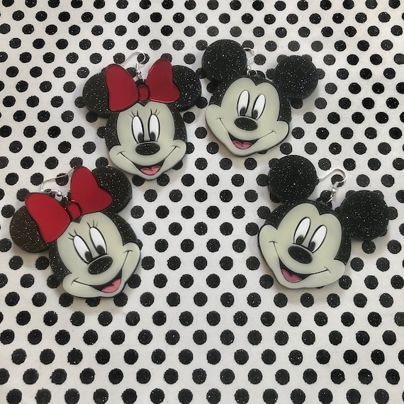 Miniblings Orecchini A Topolino 3D Con Fiore - Fatto A Mano In Argento Placcato, Da Berlino