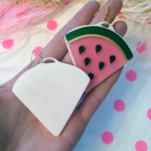 Watermelon Slice Acrylic Laser Cut Earrings image 4