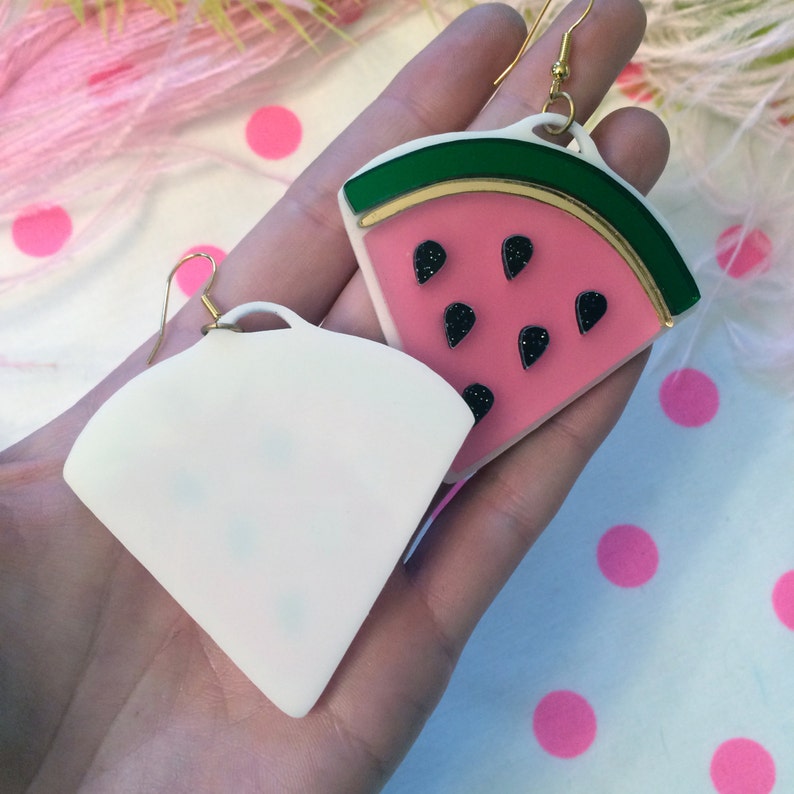 Watermelon Slice Acrylic Laser Cut Earrings image 4