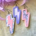Pastel and Silver Glitter Lightning Bolts Laser Cut Arcylic Earrings 
