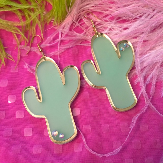 Acrylic green Cactus Earrings Acrylic green Cactus Earrings