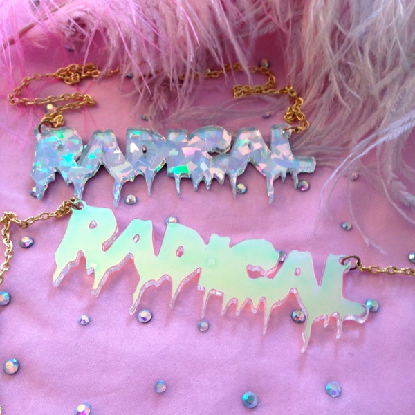 RADICAL Acrylic Necklace in Rainbow Confetti or Radiant