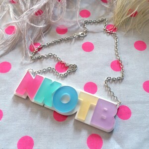 Pastel New Kids On The Block Necklace, NKOTB, Laser Cut Acrylic, Plastic Jewelry image 5