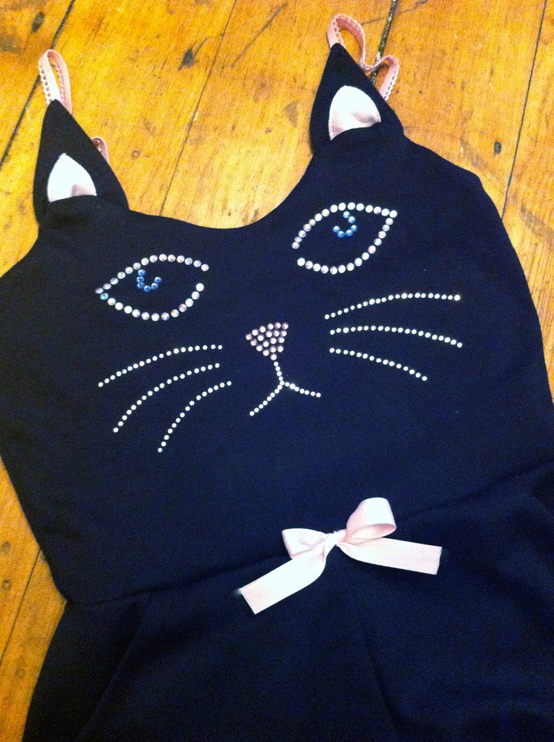 Black Rhinestone Cat Face Playsuit MADE TO ORDER image 5