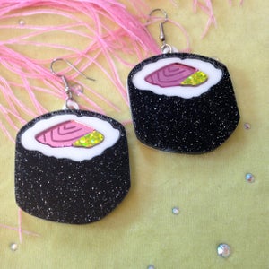 Sushi Roll Laser Cut Acrylic Earrings
