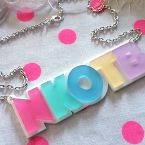 Pastel New Kids On The Block Necklace, NKOTB, Laser Cut Acrylic, Plastic Jewelry image 1