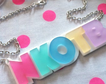 Pastel New Kids On The Block Necklace, NKOTB, Laser Cut Acrylic, Plastic Jewelry