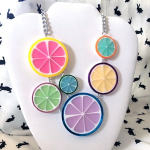 Candy Fruit Slice Acrylic Laser Cut Statement Necklace image 5