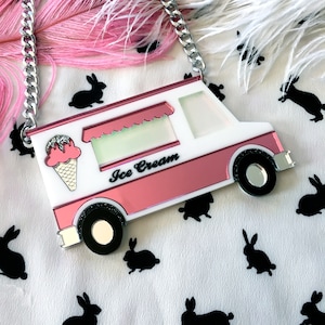 Collar de camión de helado, acrílico de corte láser, joyería de plástico