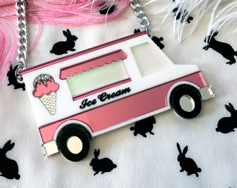 Ice Cream Truck Necklace, Laser Cut Acrylic, Plastic Jewelry