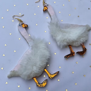 Goose Earrings, Laser Cut Acrylic, Plastic Jewelry