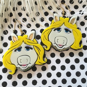 Miss Piggy and Kermit Laser Cut Earrings image 3