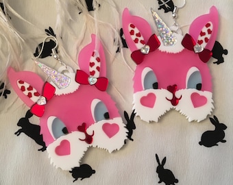 Jeanette Converse x I'm Your Present My Bunny Valentine Laser Cut Acrylic Earrings