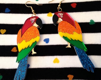 Tropical Parrot Laser Cut Acrylic Earrings