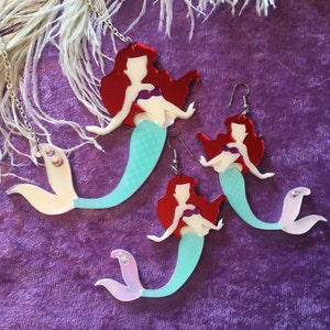 The Little Mermaid Earrings, Laser Cut Acrylic, Plastic Jewelry image 4