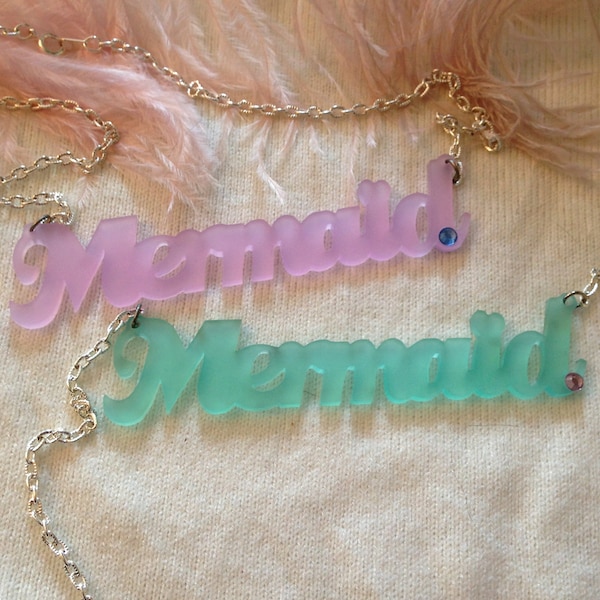 Frosted Acrylic Mermaid Necklace in Lilac or Seafoam