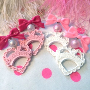 Pink and White Sweetheart Earrings
