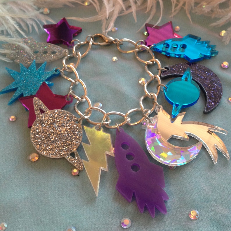 Galaxy Charm Bracelet Etsy