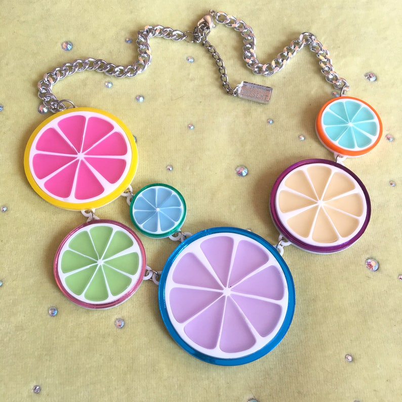 Candy Fruit Slice Acrylic Laser Cut Statement Necklace image 1