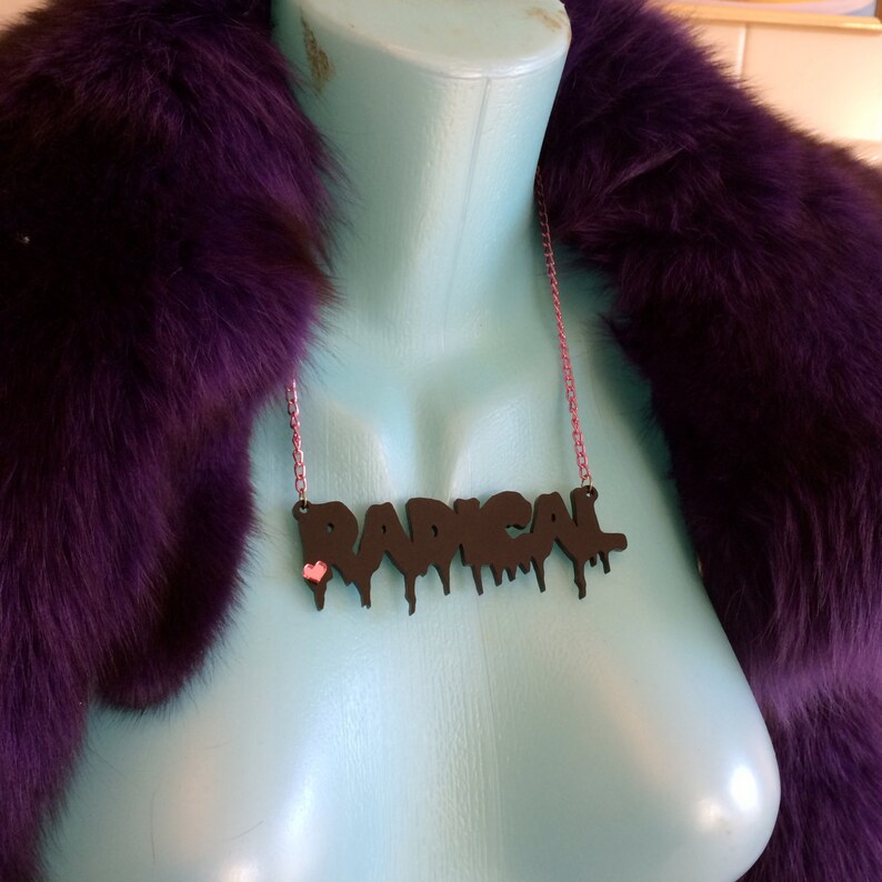 UNICORN Drippy Font Acrylic Necklace in White, Lilac, Silver, or Radiant image 5