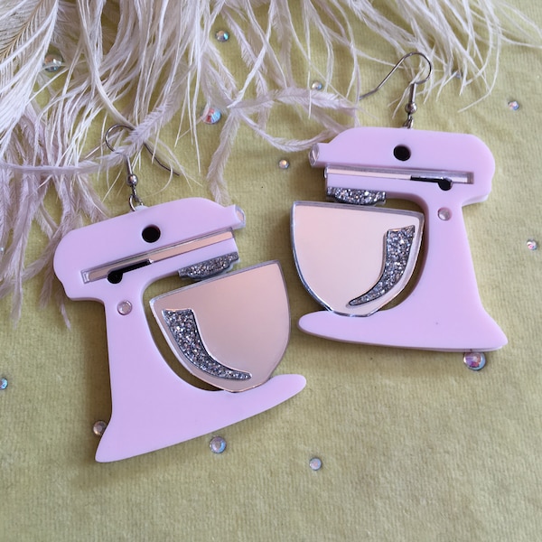 Kitchenaid Mixer Earrings, Plastic Jewelry, Laser Cut Acrylic