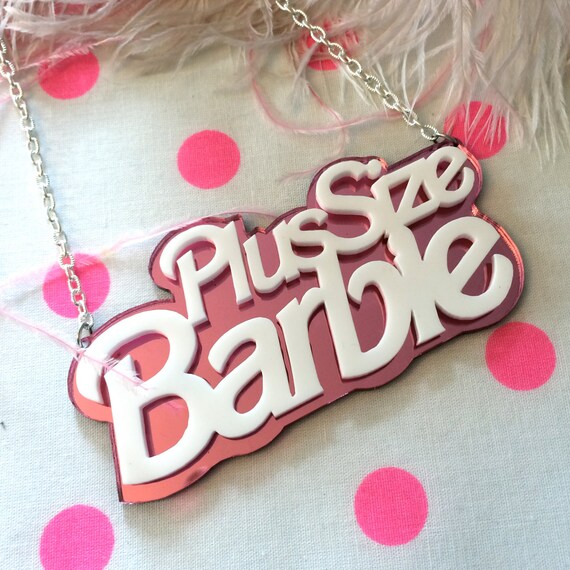 Size Barbie Acrylic Necklace in Pink Mirror White |