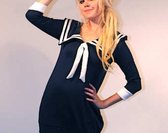 Navy Blue Sailor Dress MADE TO ORDER