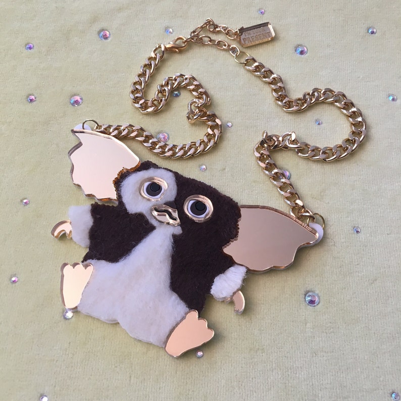 Gizmo The Gremlin Fur 3D Necklace, Laser Cut Acrylic, Plastic Jewelry image 2