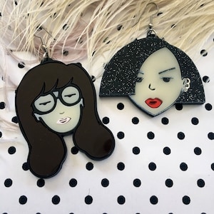 Daria and Jane Cartoon Laser Cut Acrylic Earrings, Laser Cut Acrylic, Plastic Jewelry