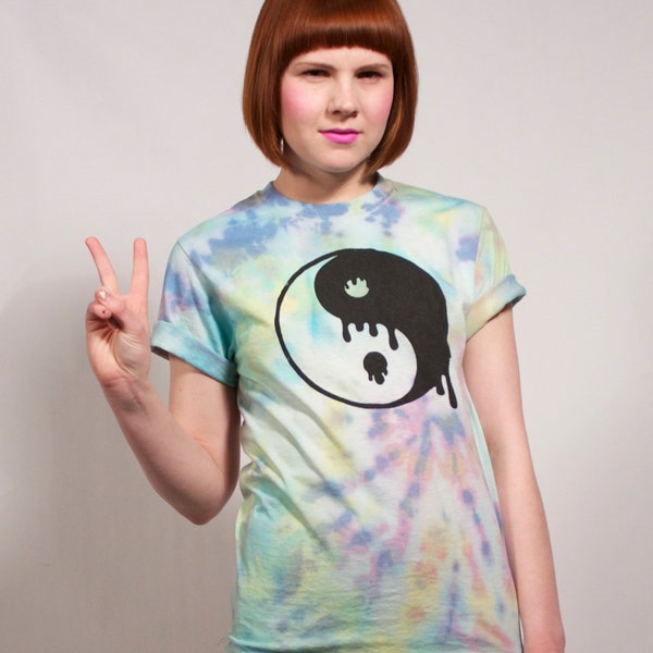 Hand Tie Dyed Yin Yang T Shirt M