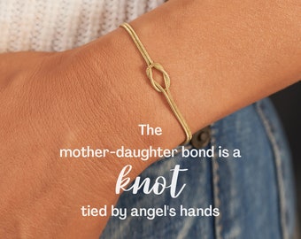 Bracelet noeud mère et fille - Le lien mère-fille est un noeud tenu par la main d'un ange-cadeau pour elle-cadeau d'anniversaire-cadeau pour la fête des mères